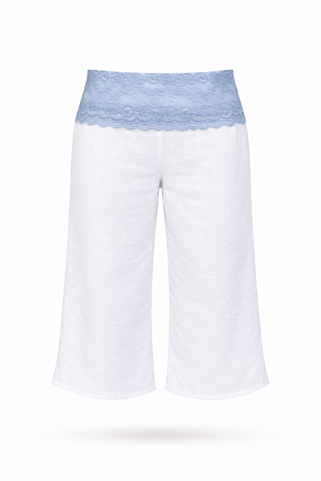 Lexie Lace Capri Pants White and Baby Blue