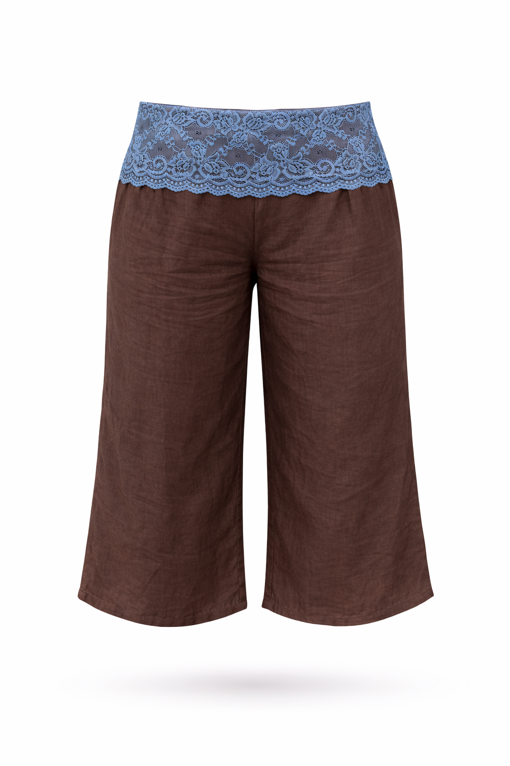 Lexie Lace Capri Pants Mocha and Baby Blue