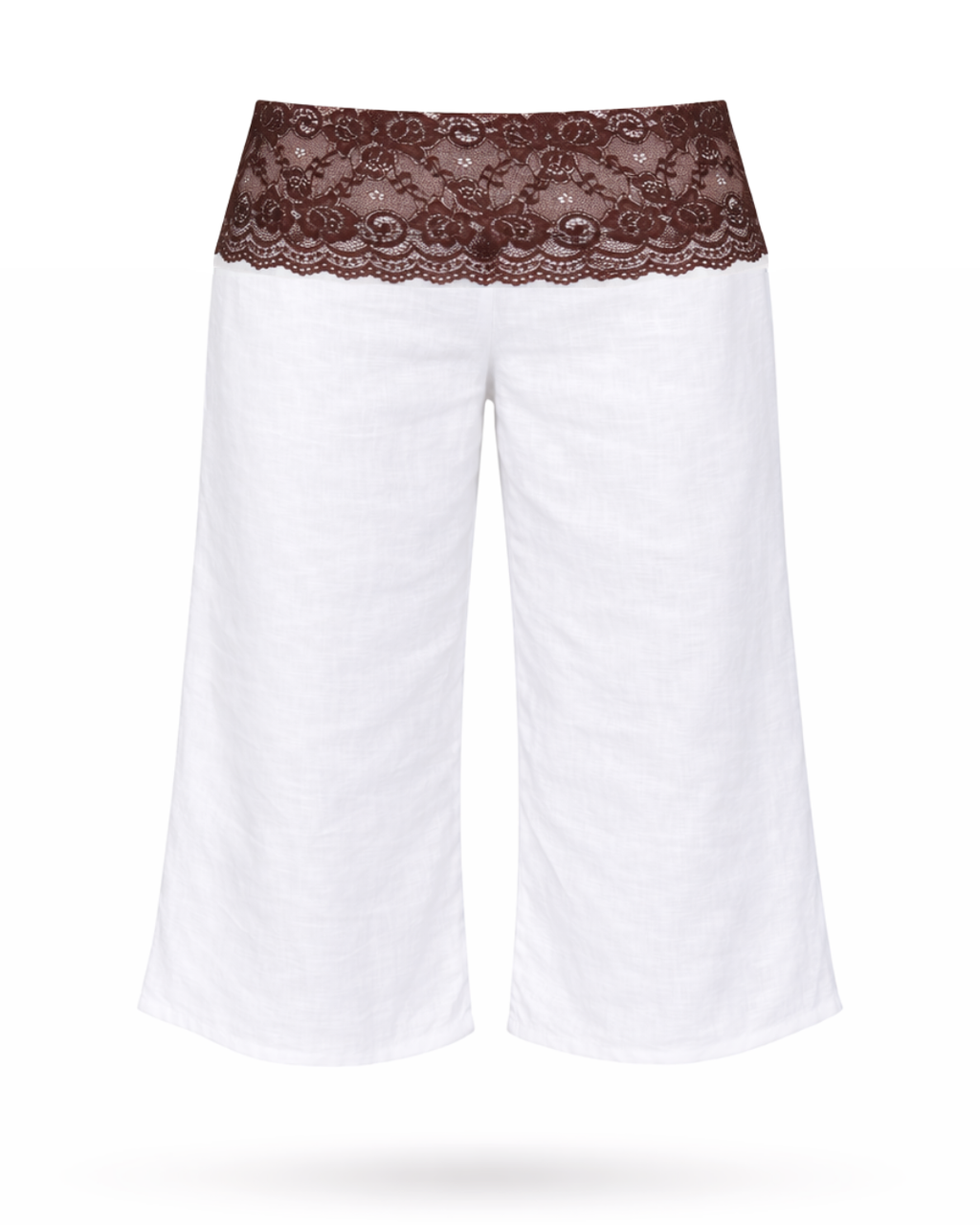 Lexie Lace Capri Pants Mocha and White