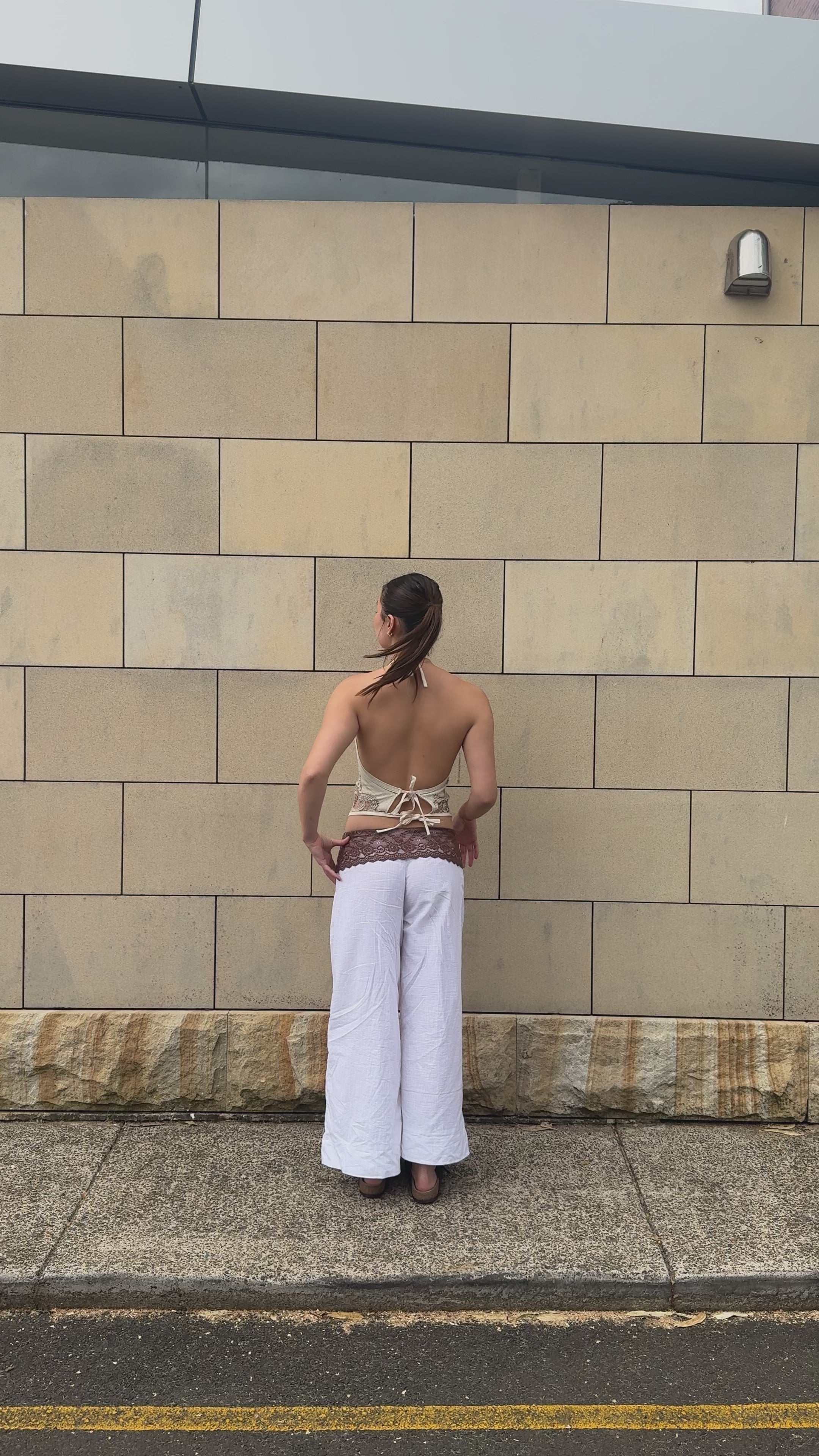 Lace Full length Pants Mocha and White - MADE TO ORDER (5-7 Days Production time)